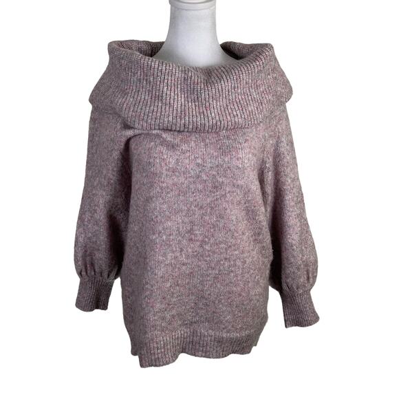 Catherine Malandrino Pink Cowl Neck Sweater Long Sleeve Top Large Chunky Knit - Picture 1 of 5